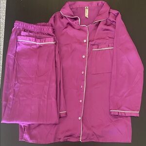 Purple Satin Pajama Set